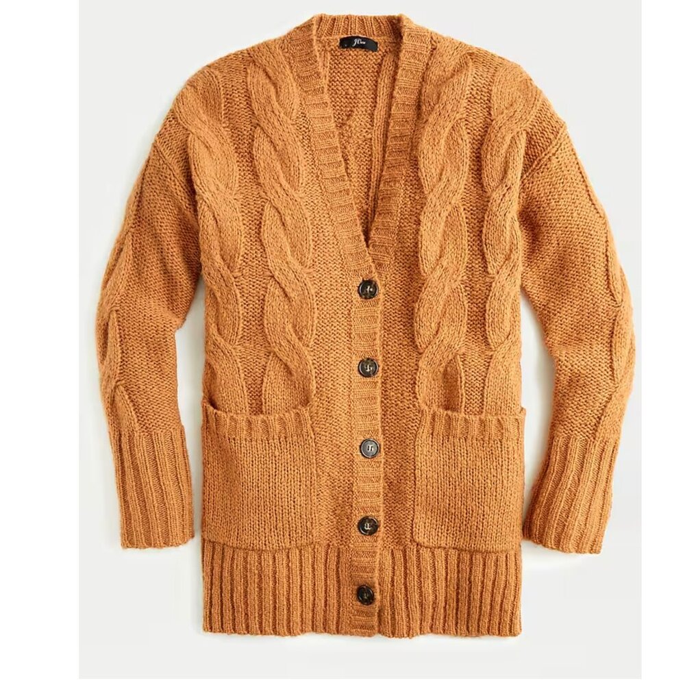 J. Crew Chunky cable-knit oversized cardigan